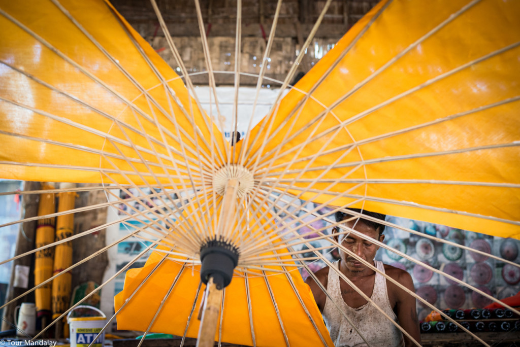 Man making traditional Myanmar parasol