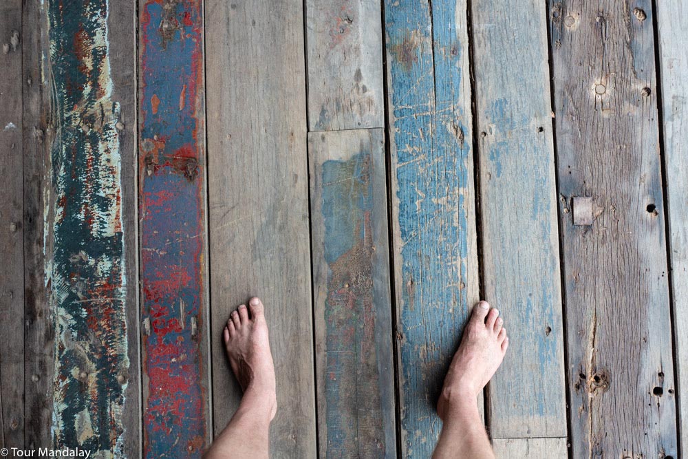 Feet on reclaimed wood
